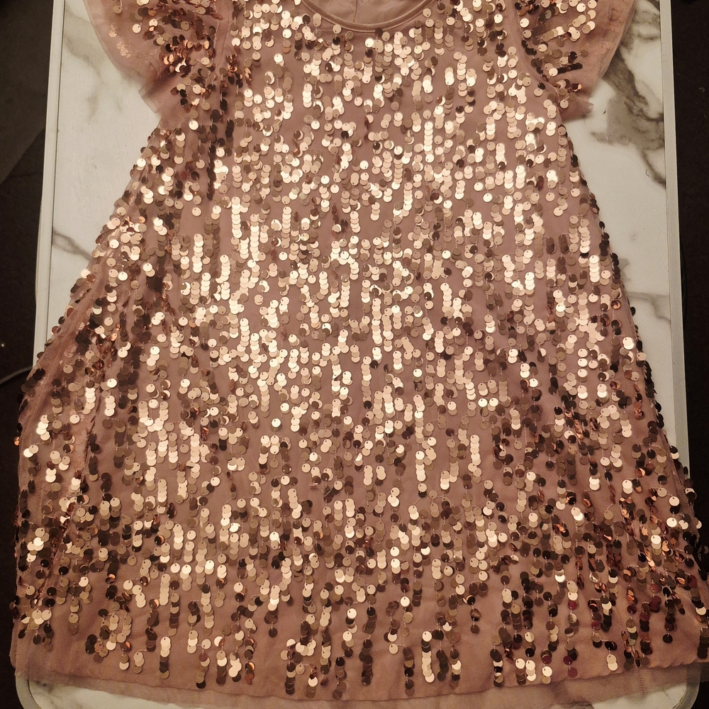New H&M Pink/Salmon Sequin Kids Formal Dress Size US 9/10